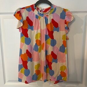 THML Anthropologie Short Sleeve Womens Multicolor Blouse Size Medium, GUC